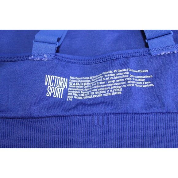 Victoria Secret Sports Bra Size L Bralette Strappy Back Royal Blue Workout Yoga - Picture 7 of 8